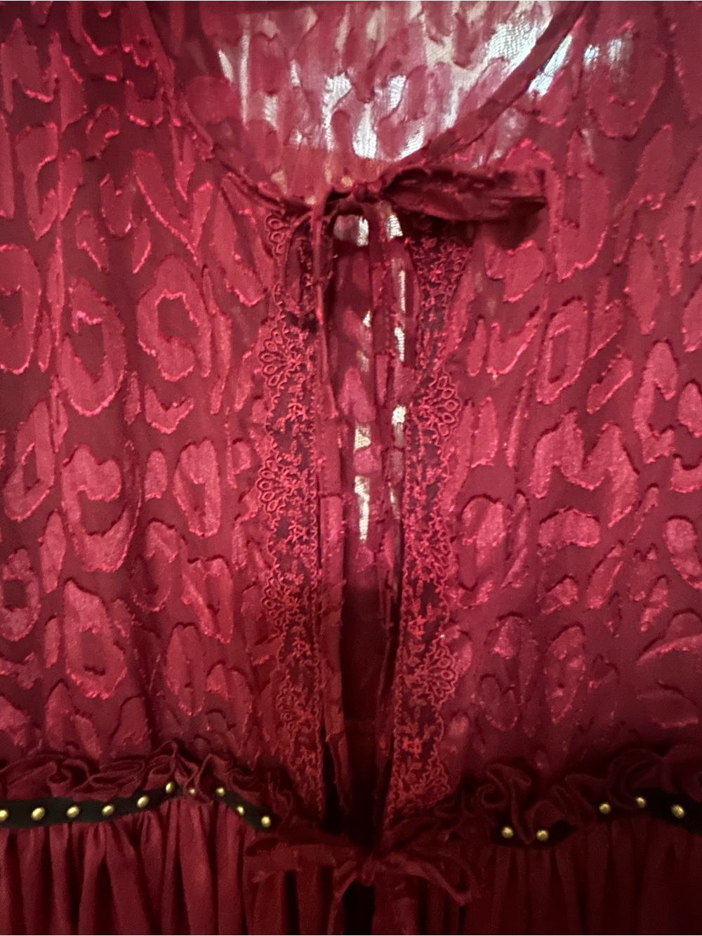 Burgundy studded maxi top or duster nwot xl - Picture 4 of 13